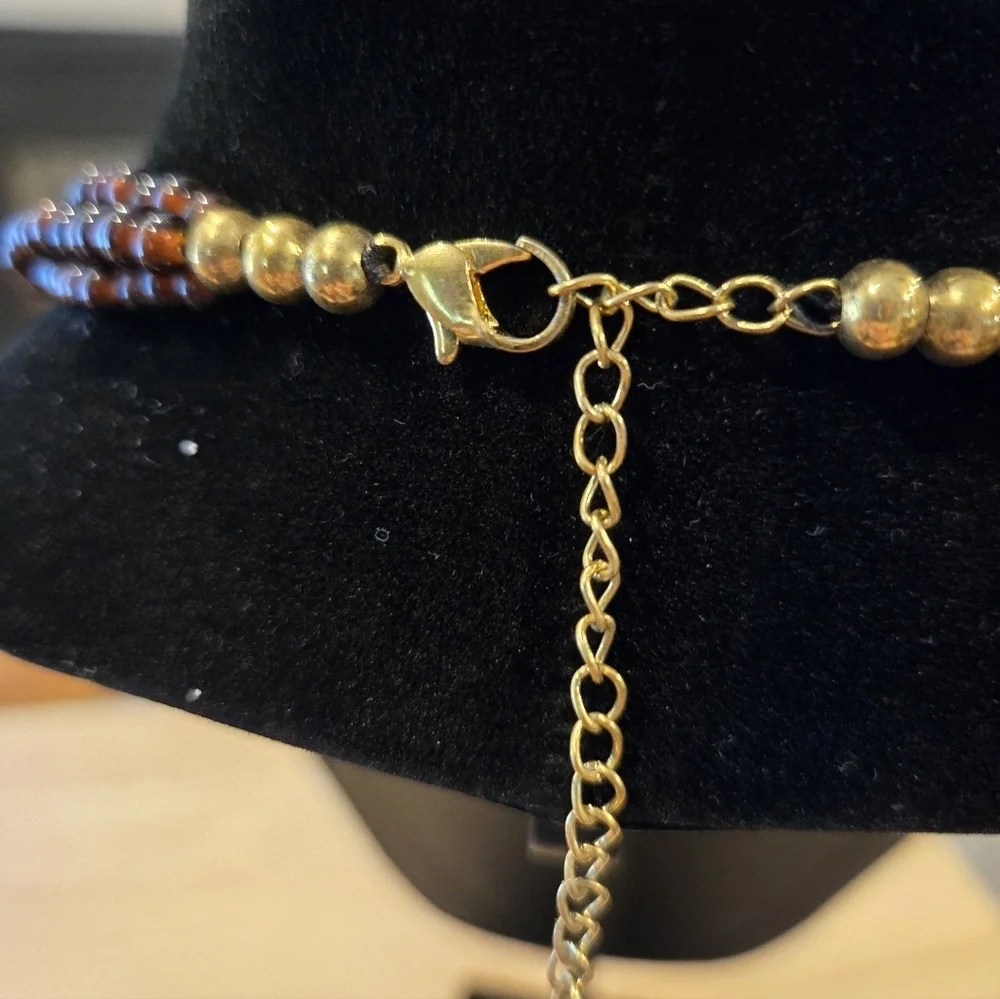 Elegant Brown and Gold Beaded Necklace